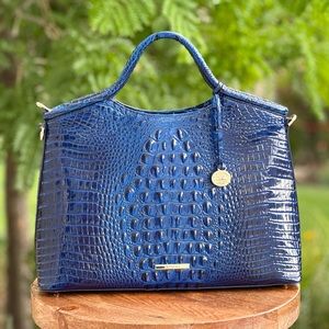 Brahmin Elaine Sapphire Blue Satchel EUC